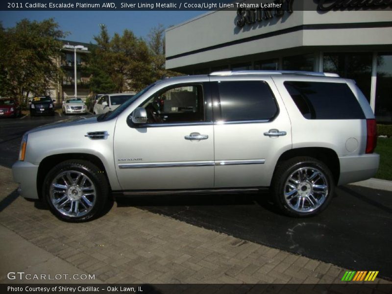 Silver Lining Metallic / Cocoa/Light Linen Tehama Leather 2011 Cadillac Escalade Platinum AWD
