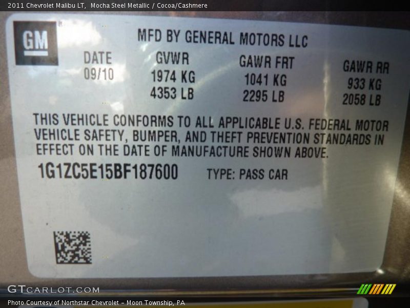 Mocha Steel Metallic / Cocoa/Cashmere 2011 Chevrolet Malibu LT