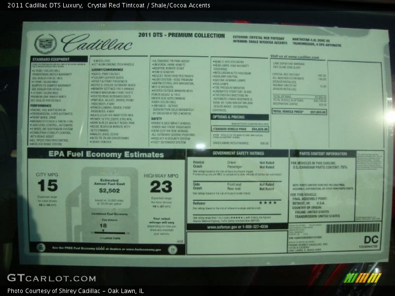  2011 DTS Luxury Window Sticker
