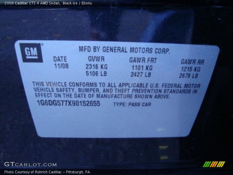 Black Ice / Ebony 2009 Cadillac CTS 4 AWD Sedan