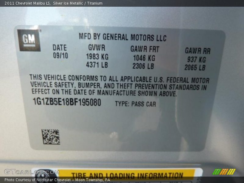 Silver Ice Metallic / Titanium 2011 Chevrolet Malibu LS