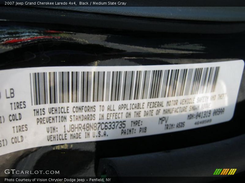 2007 Grand Cherokee Laredo 4x4 Black Color Code PX8