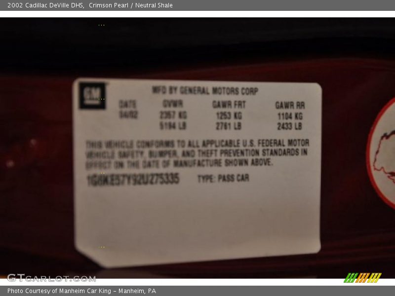 Crimson Pearl / Neutral Shale 2002 Cadillac DeVille DHS