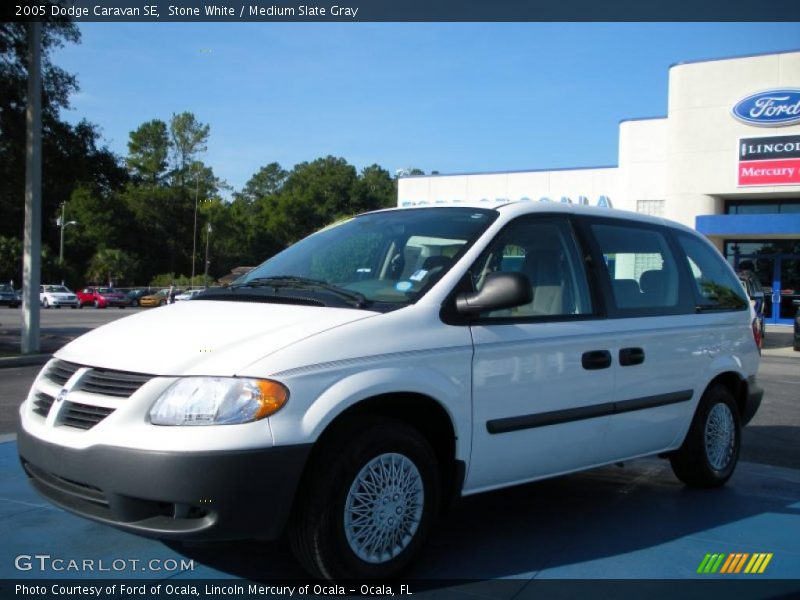 Stone White / Medium Slate Gray 2005 Dodge Caravan SE
