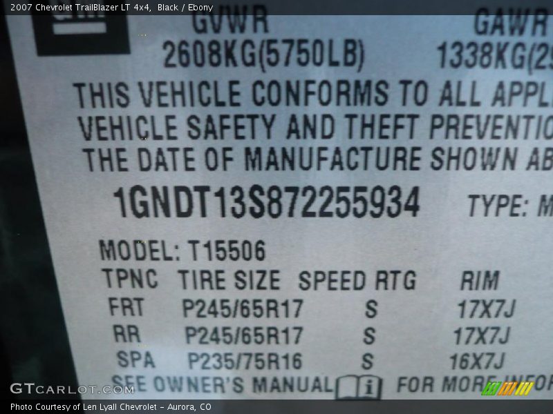 Black / Ebony 2007 Chevrolet TrailBlazer LT 4x4