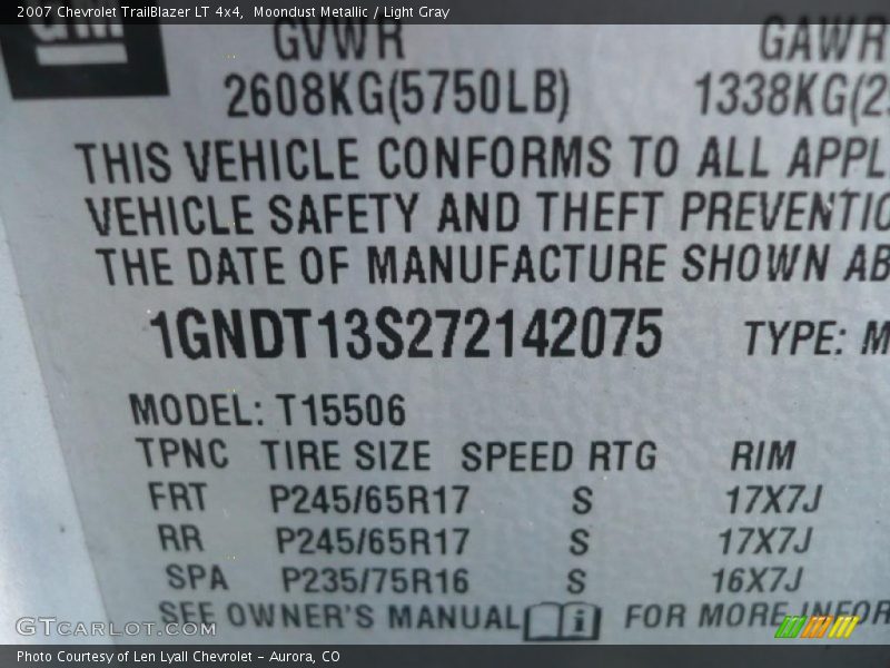 Moondust Metallic / Light Gray 2007 Chevrolet TrailBlazer LT 4x4