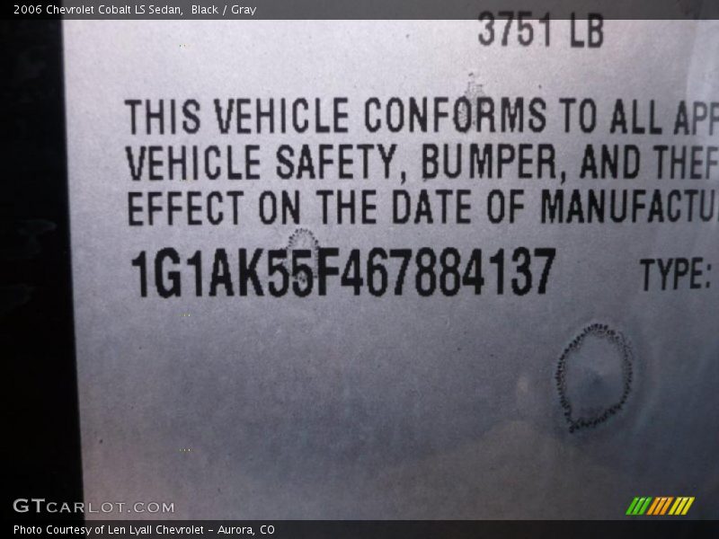 Black / Gray 2006 Chevrolet Cobalt LS Sedan
