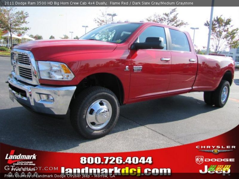 Flame Red / Dark Slate Gray/Medium Graystone 2011 Dodge Ram 3500 HD Big Horn Crew Cab 4x4 Dually