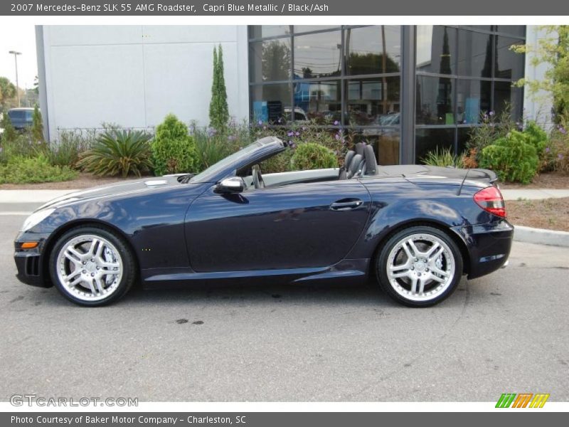 Capri Blue Metallic / Black/Ash 2007 Mercedes-Benz SLK 55 AMG Roadster