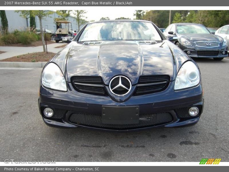 Capri Blue Metallic / Black/Ash 2007 Mercedes-Benz SLK 55 AMG Roadster