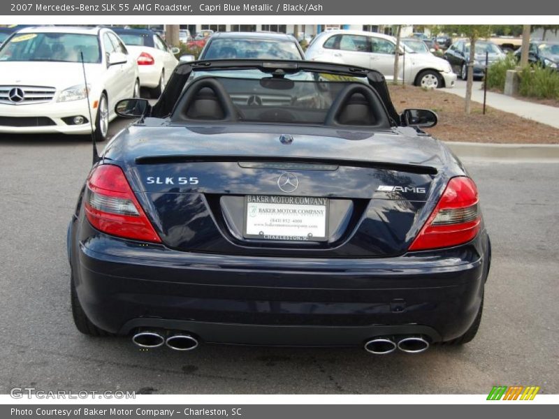 Capri Blue Metallic / Black/Ash 2007 Mercedes-Benz SLK 55 AMG Roadster