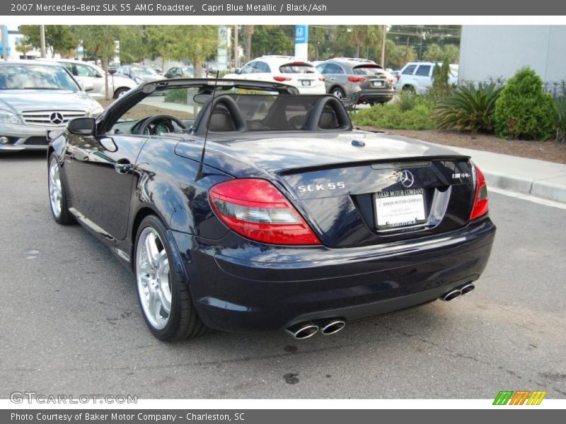 Capri Blue Metallic / Black/Ash 2007 Mercedes-Benz SLK 55 AMG Roadster