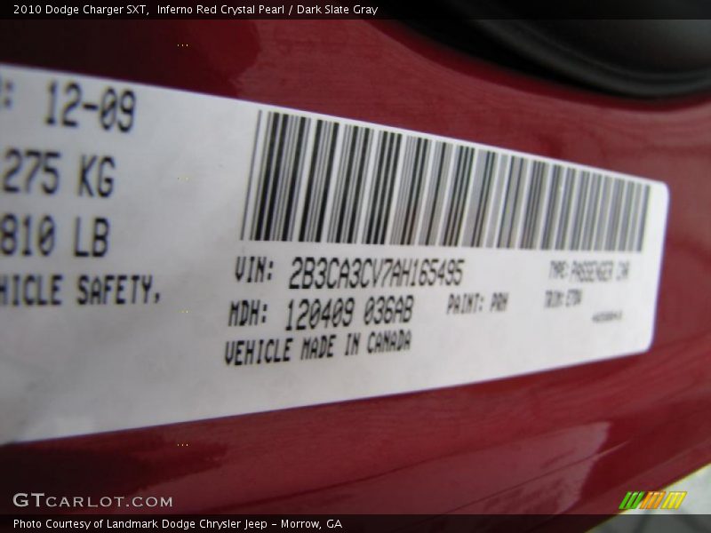 Inferno Red Crystal Pearl / Dark Slate Gray 2010 Dodge Charger SXT