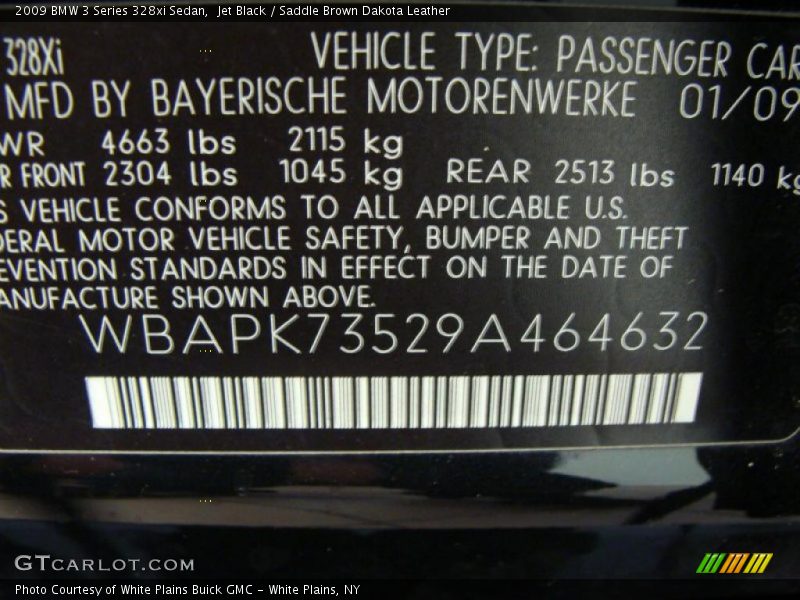 Jet Black / Saddle Brown Dakota Leather 2009 BMW 3 Series 328xi Sedan