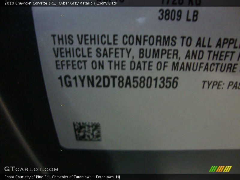 Cyber Gray Metallic / Ebony Black 2010 Chevrolet Corvette ZR1