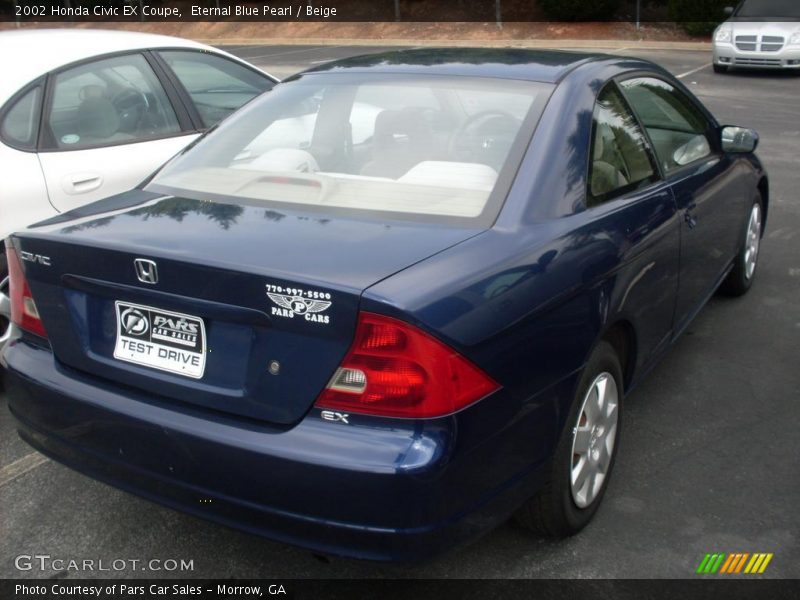 Eternal Blue Pearl / Beige 2002 Honda Civic EX Coupe