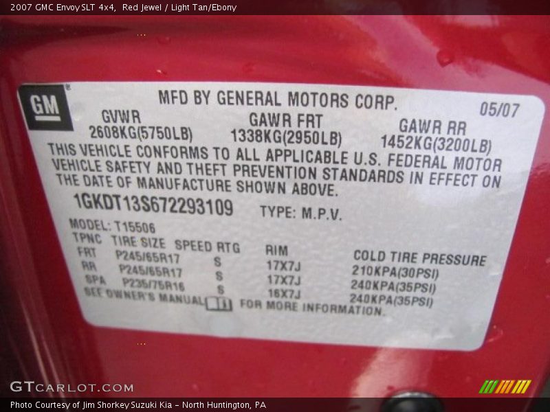 Red Jewel / Light Tan/Ebony 2007 GMC Envoy SLT 4x4