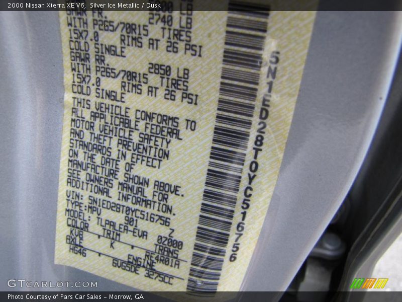 Silver Ice Metallic / Dusk 2000 Nissan Xterra XE V6