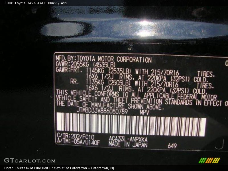 Black / Ash 2008 Toyota RAV4 4WD