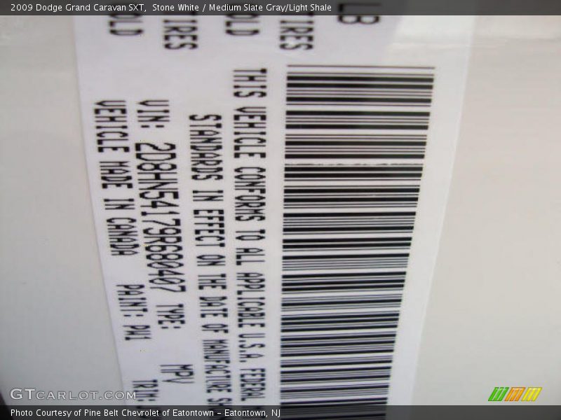 Stone White / Medium Slate Gray/Light Shale 2009 Dodge Grand Caravan SXT