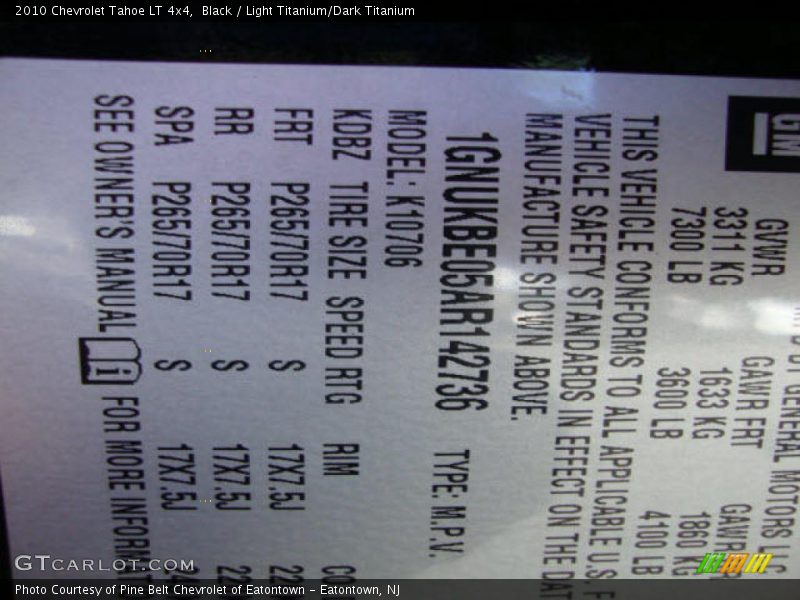 Black / Light Titanium/Dark Titanium 2010 Chevrolet Tahoe LT 4x4
