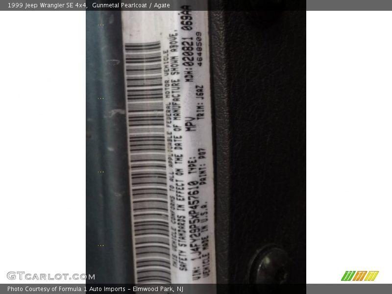 Gunmetal Pearlcoat / Agate 1999 Jeep Wrangler SE 4x4