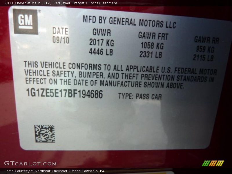 Red Jewel Tintcoat / Cocoa/Cashmere 2011 Chevrolet Malibu LTZ