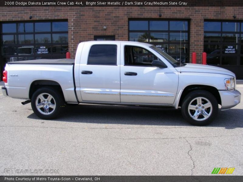 Bright Silver Metallic / Dark Slate Gray/Medium Slate Gray 2008 Dodge Dakota Laramie Crew Cab 4x4