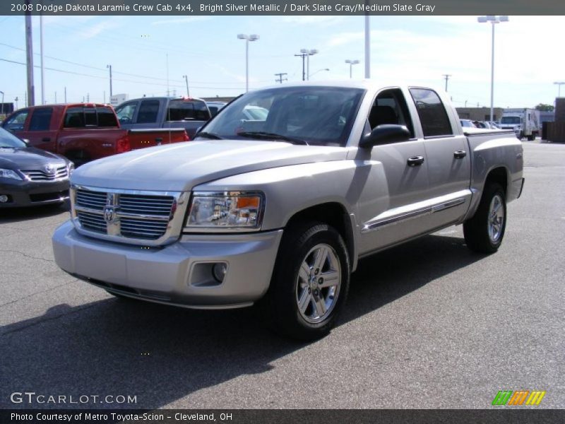 Bright Silver Metallic / Dark Slate Gray/Medium Slate Gray 2008 Dodge Dakota Laramie Crew Cab 4x4