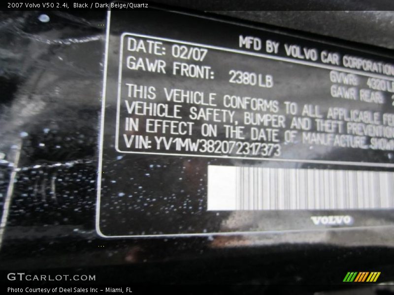 Black / Dark Beige/Quartz 2007 Volvo V50 2.4i