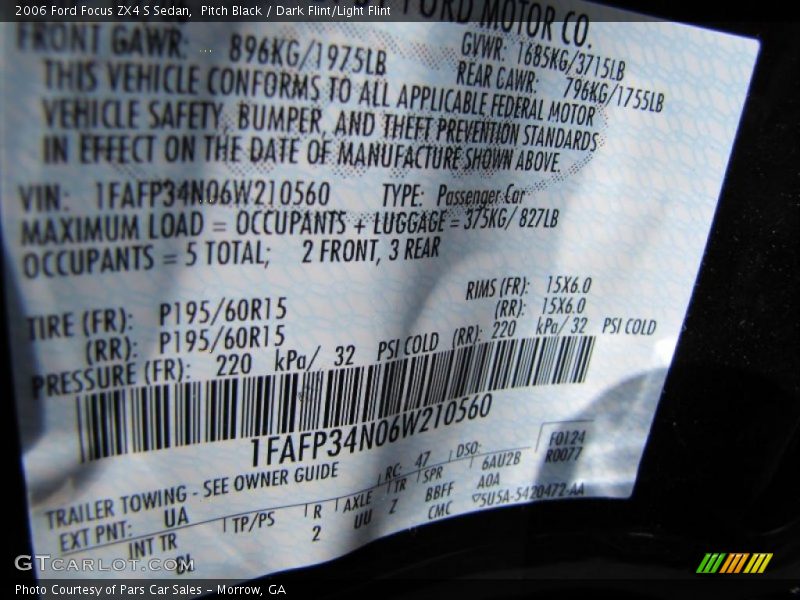 Pitch Black / Dark Flint/Light Flint 2006 Ford Focus ZX4 S Sedan