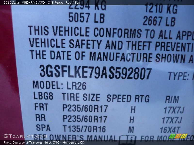 Chili Pepper Red / Tan 2010 Saturn VUE XR V6 AWD