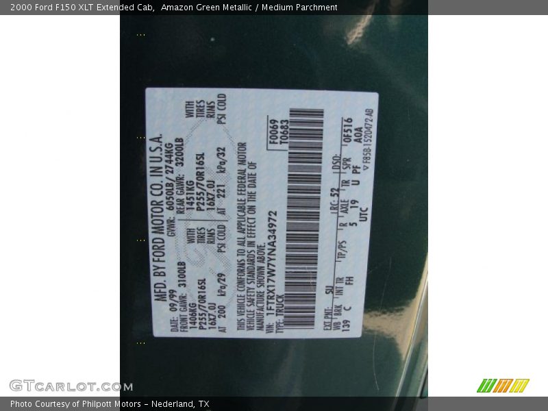 2000 F150 XLT Extended Cab Amazon Green Metallic Color Code SU