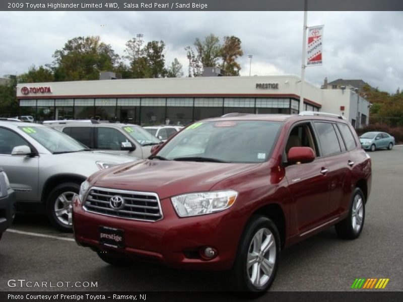 Salsa Red Pearl / Sand Beige 2009 Toyota Highlander Limited 4WD