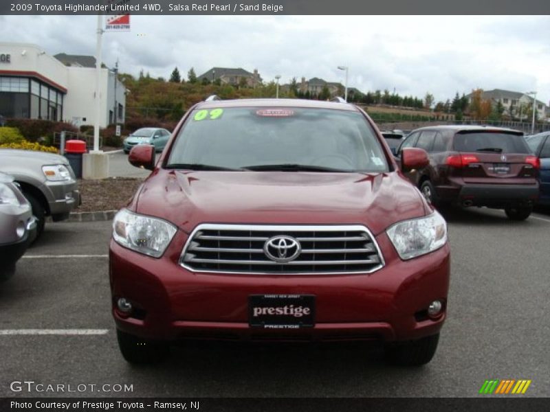 Salsa Red Pearl / Sand Beige 2009 Toyota Highlander Limited 4WD