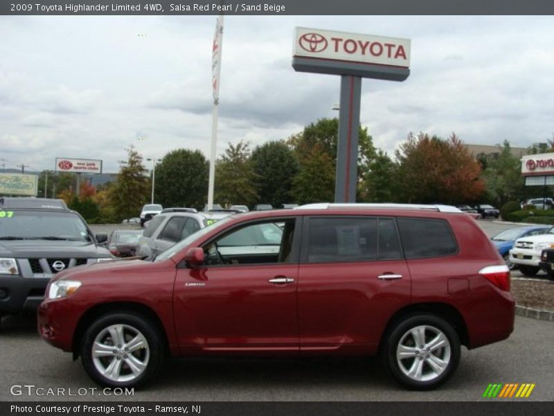 Salsa Red Pearl / Sand Beige 2009 Toyota Highlander Limited 4WD