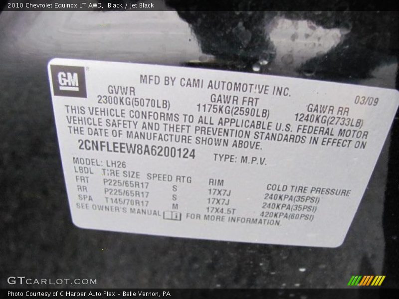 Black / Jet Black 2010 Chevrolet Equinox LT AWD