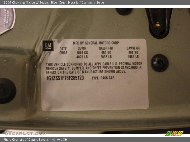 Silver Green Metallic / Cashmere Beige 2006 Chevrolet Malibu LS Sedan
