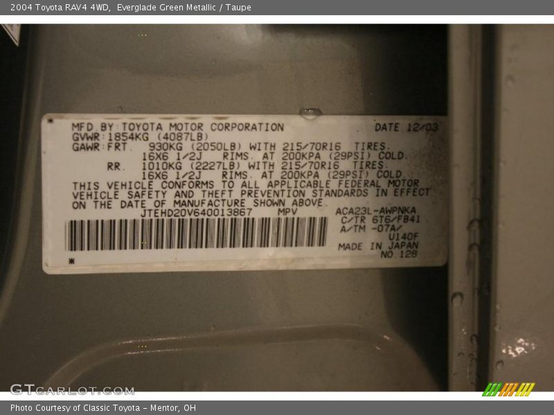 Everglade Green Metallic / Taupe 2004 Toyota RAV4 4WD