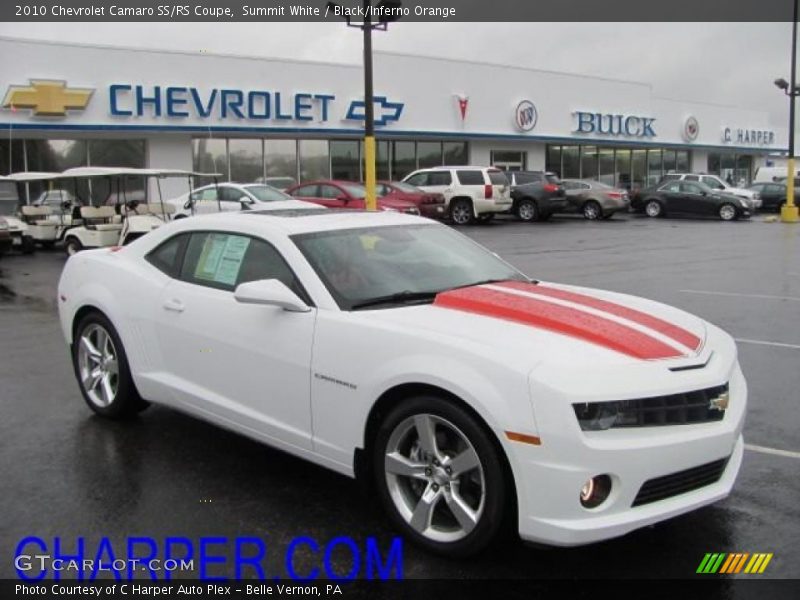 Summit White / Black/Inferno Orange 2010 Chevrolet Camaro SS/RS Coupe