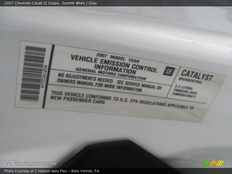 Summit White / Gray 2007 Chevrolet Cobalt LS Coupe