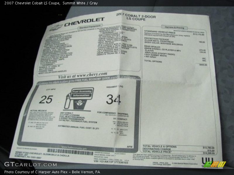 Summit White / Gray 2007 Chevrolet Cobalt LS Coupe