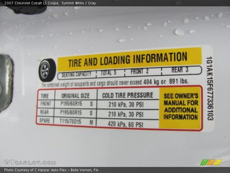 Summit White / Gray 2007 Chevrolet Cobalt LS Coupe
