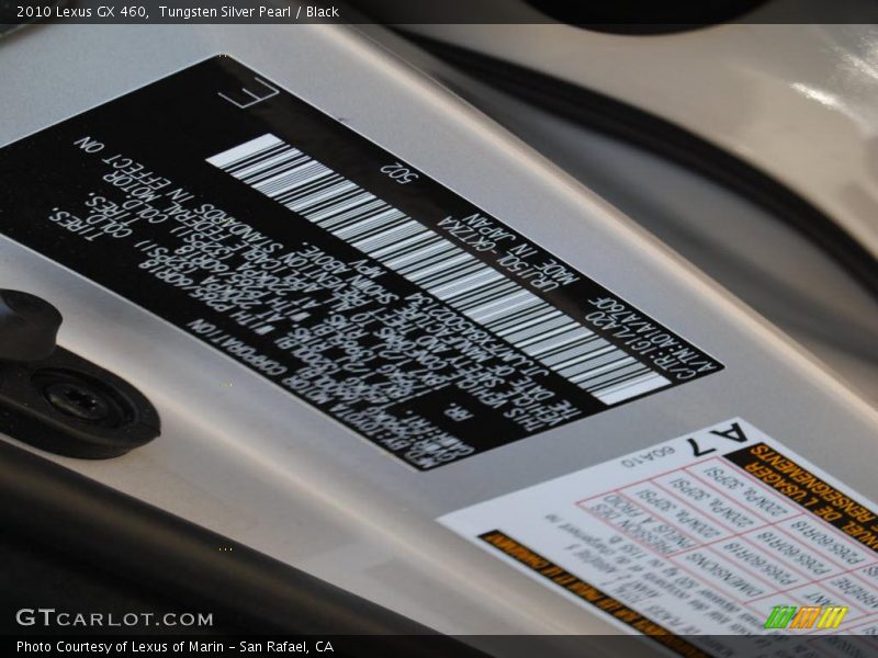 Tungsten Silver Pearl / Black 2010 Lexus GX 460