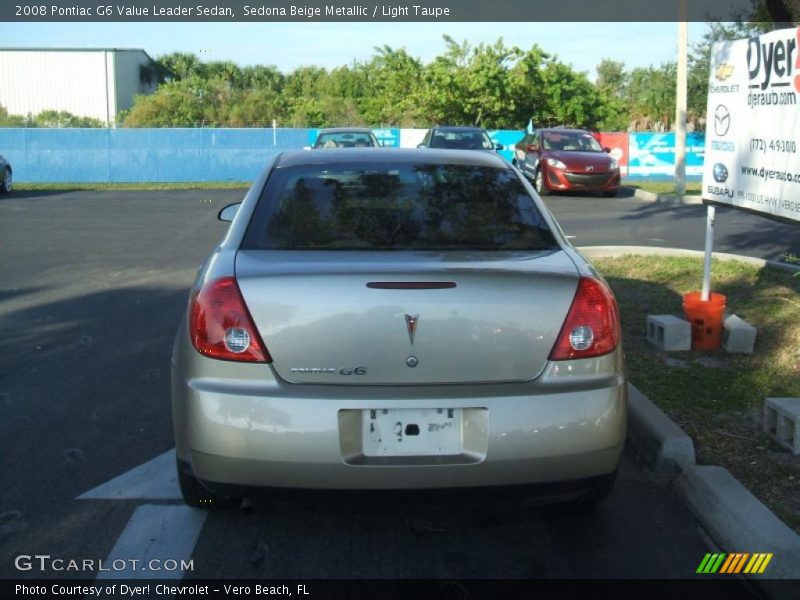 Sedona Beige Metallic / Light Taupe 2008 Pontiac G6 Value Leader Sedan