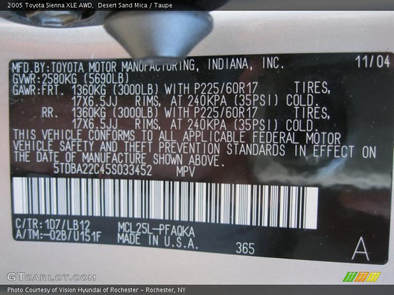 Desert Sand Mica / Taupe 2005 Toyota Sienna XLE AWD