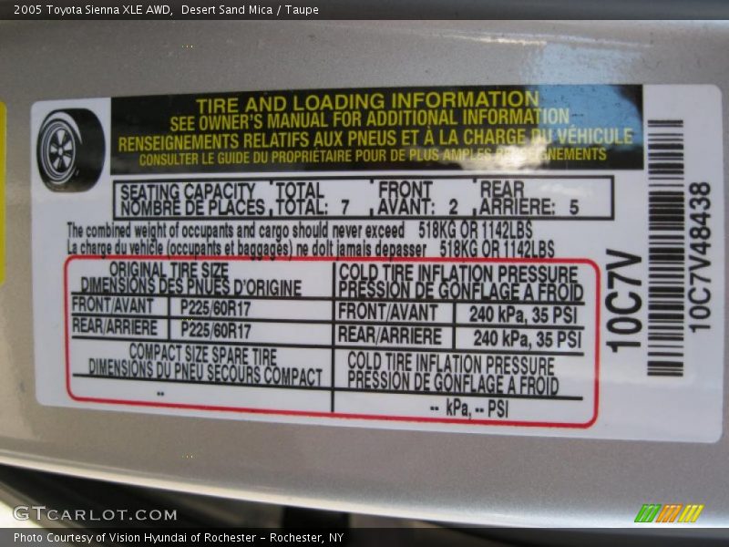 Desert Sand Mica / Taupe 2005 Toyota Sienna XLE AWD