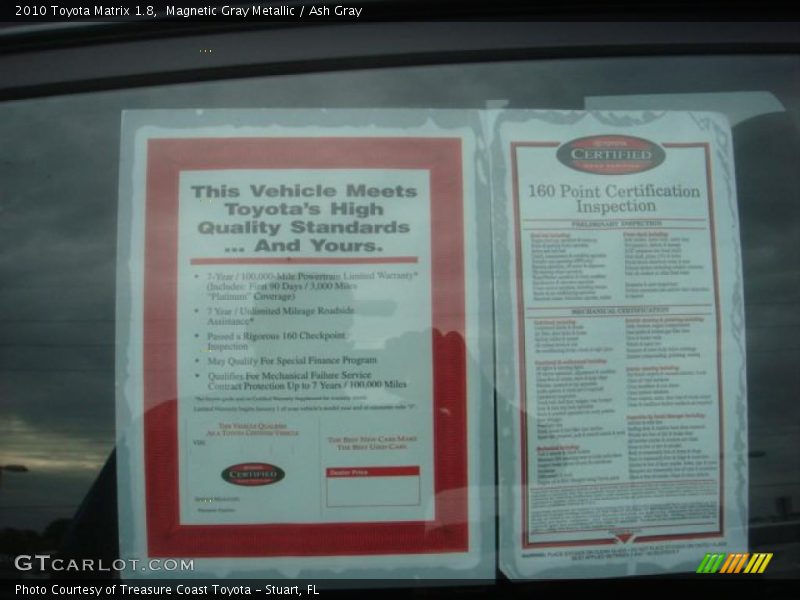 Magnetic Gray Metallic / Ash Gray 2010 Toyota Matrix 1.8