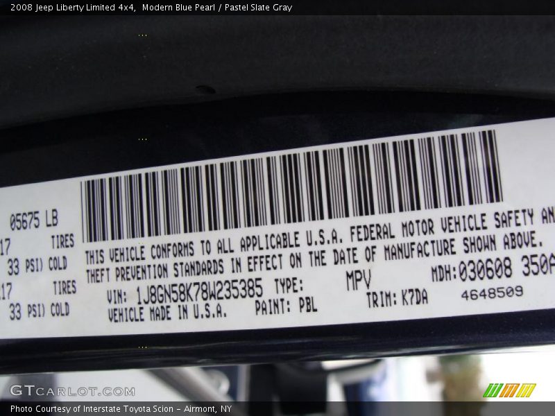 Modern Blue Pearl / Pastel Slate Gray 2008 Jeep Liberty Limited 4x4