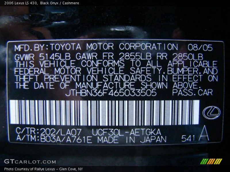 Black Onyx / Cashmere 2006 Lexus LS 430